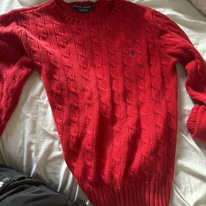 red polo ralph lauren cable knit sweater